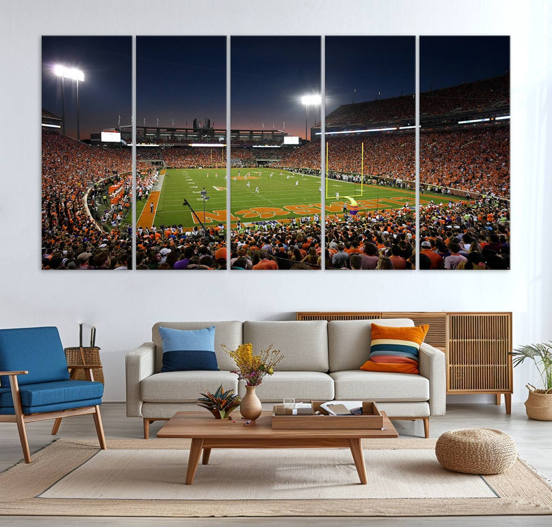 Clemson University Tigers Football Team Print - Clemson Memorial Stadium Wall Art Canvas Print