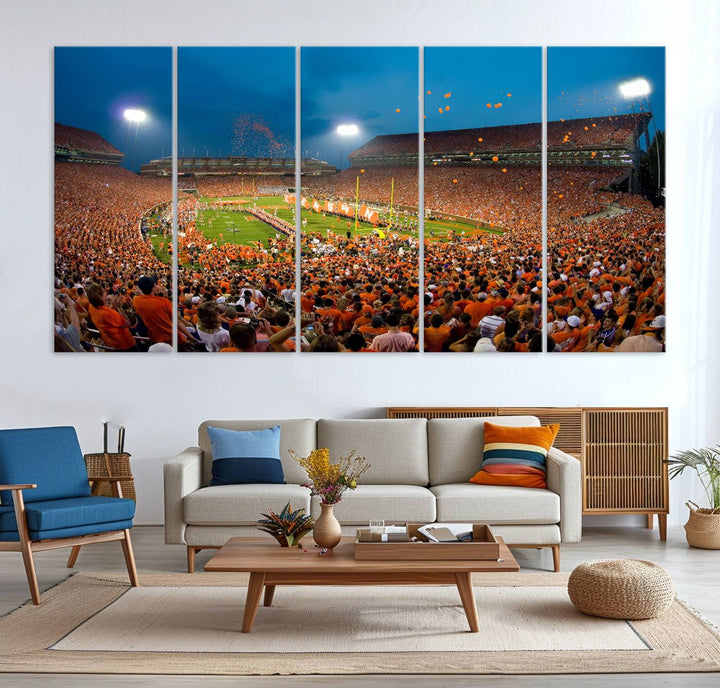 Clemson University Tigers Football Team Print - Clemson Memorial Stadium Wall Art Canvas Print