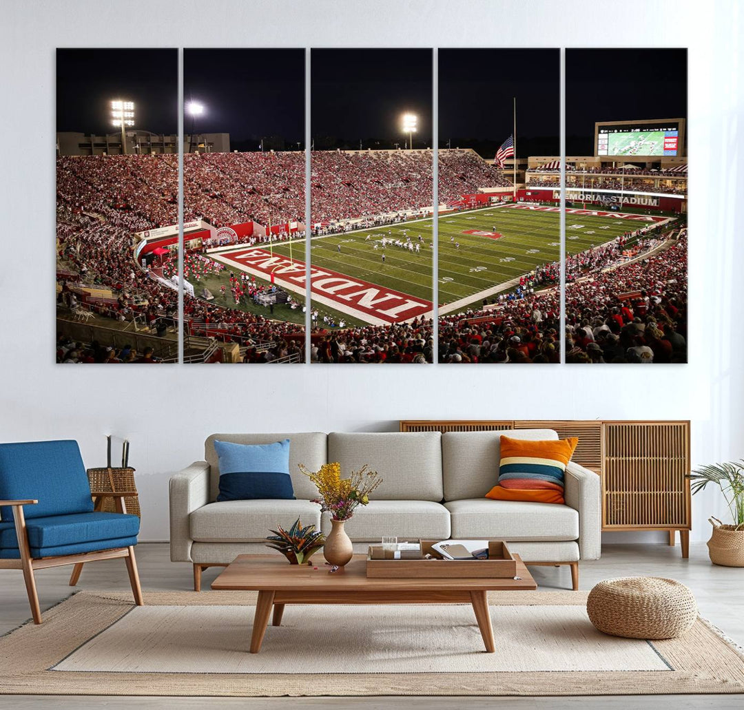 Indiana University Hoosiers Football Team Print - Bloomington Memorial Stadium Wall Art Canvas Print