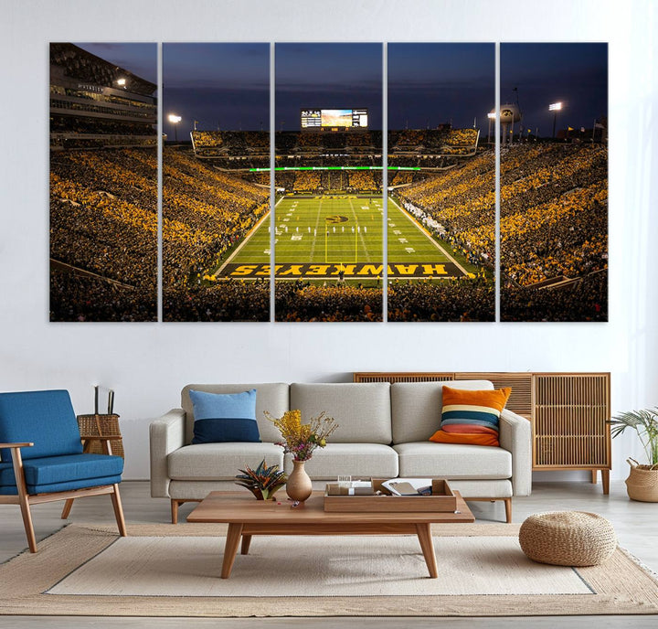 Iowa University Hawkeyes Football Team Print - Iowa City Kinnick Stadium Wall Art Canvas Print