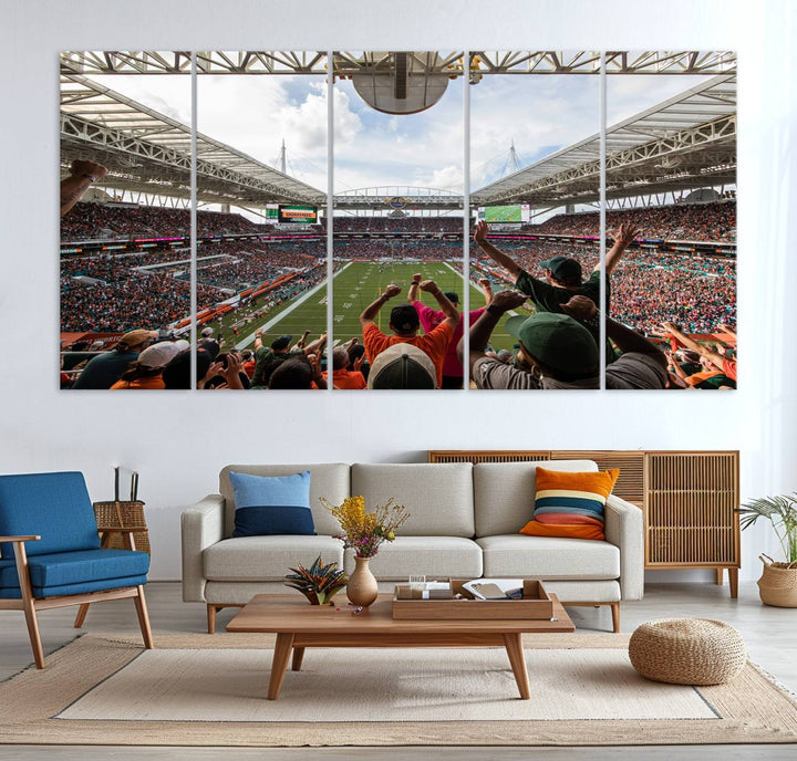 Miami Hurricanes Football Team Print - Miami Hard Rock Stadium Wall Art Canvas Print