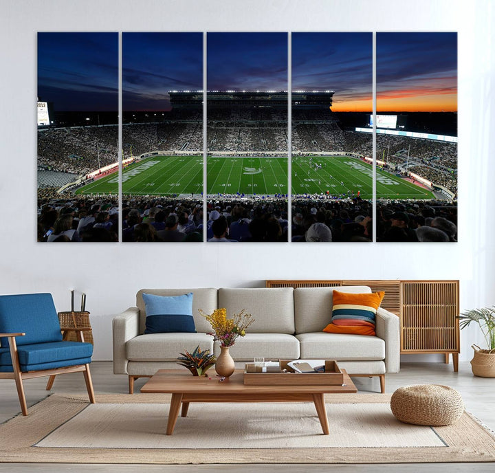 Michigan State Spartans Football Team Print - East Lansing Spartan Stadium Wall Art Canvas Print