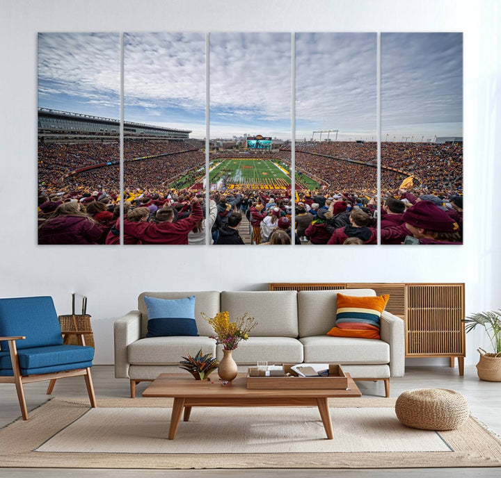 The University of Minnesotas Huntington Bank Stadium features vibrant wall art.