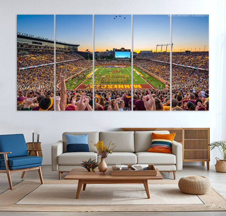 University of Minnesota Golden Gophers Football Team Print - Minneapolis Huntington Bank Stadium Wall Art Canvas Print