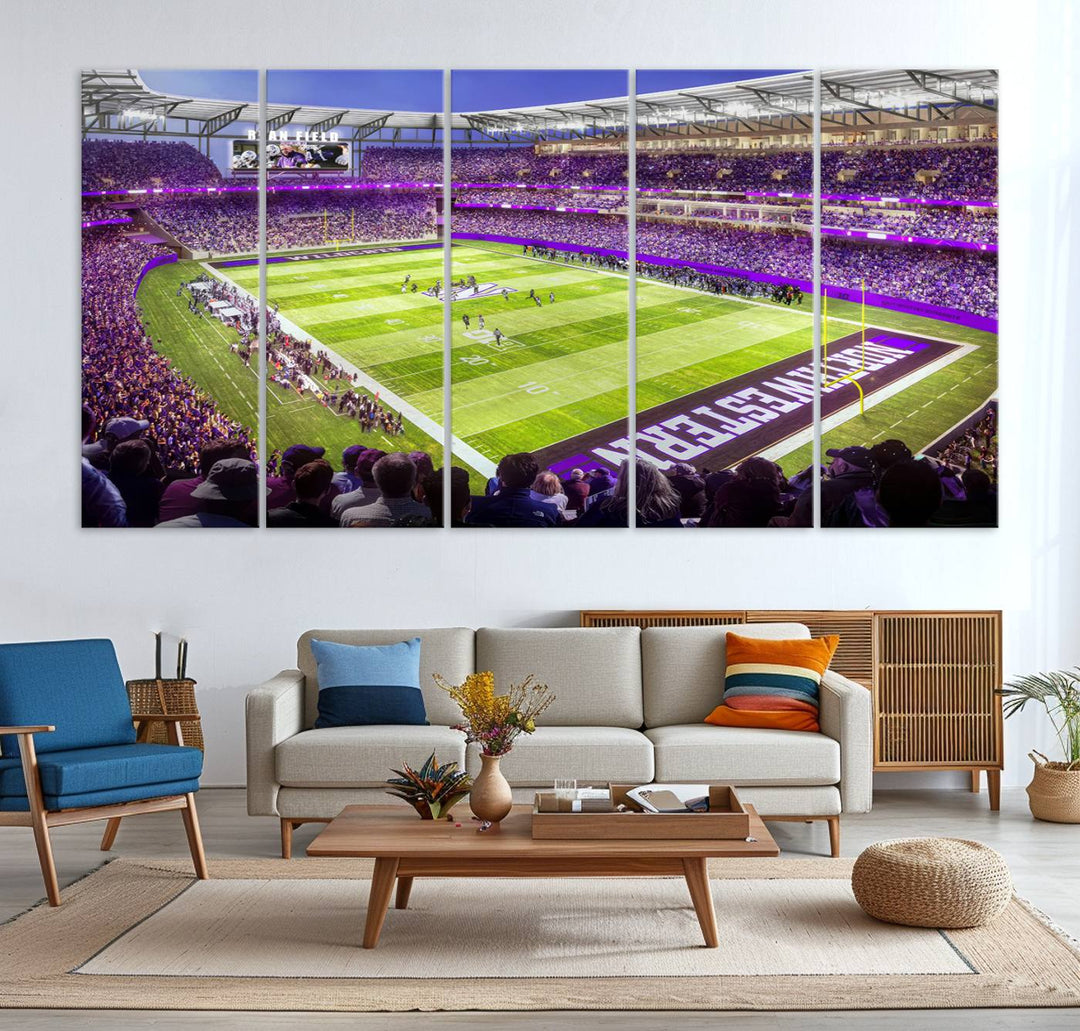 Northwestern University Wildcats Football Team Print - Evanston Ryan Field Wall Art Canvas Print