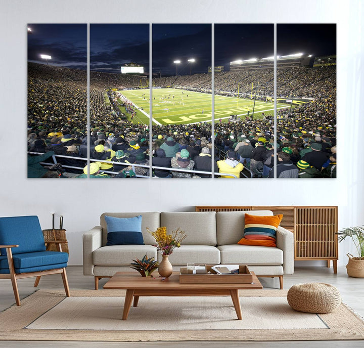 University of Oregon Ducks Football Team Print - Eugene Autzen Stadium Wall Art Canvas Print