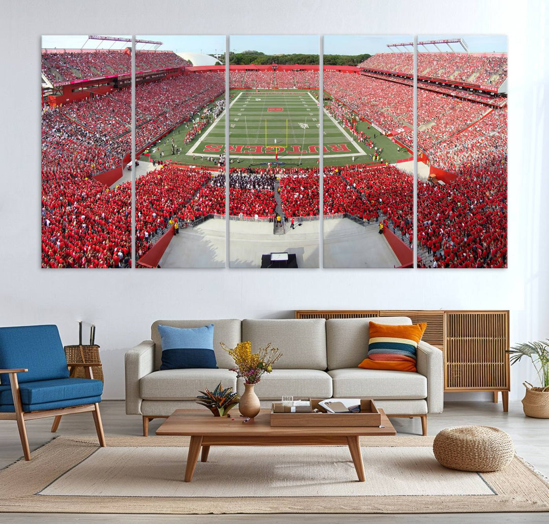 Rutgers Scarlet Knights Football Team Print - Piscataway SHI Stadium Wall Art Canvas Print