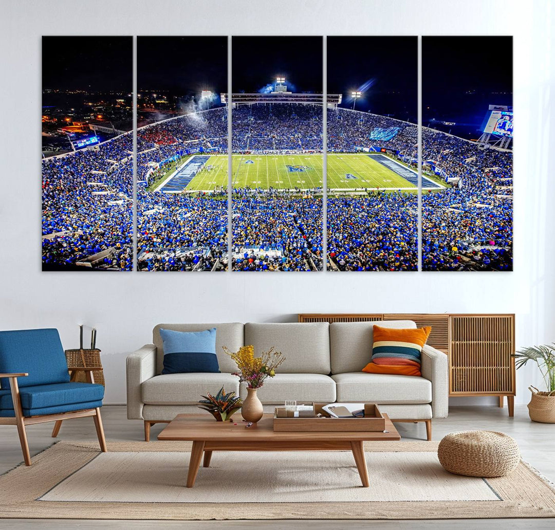 The University of Memphis Tigers Football Team Wall Art Canvas Print shines brightly.