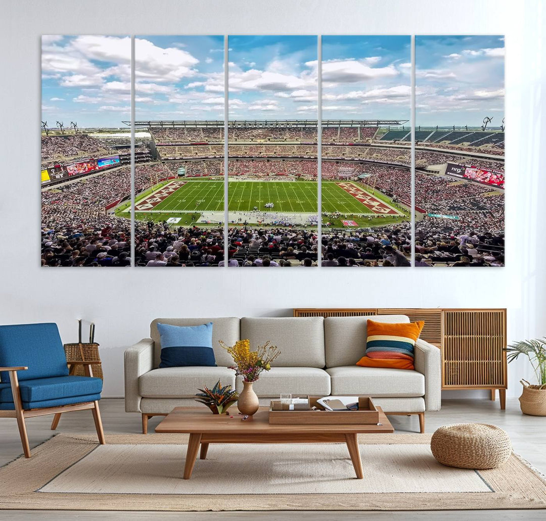 The Temple University Owls Athletics canvas print of a game at Lincoln Financial Field.