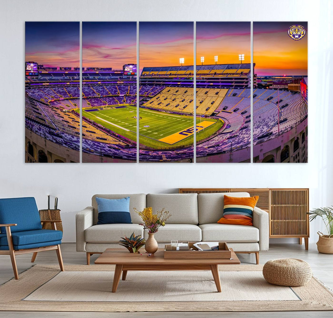 The Louisiana State University Tigers Football Team Print - Baton Rouge Tiger Stadium Wall Art Canvas Print