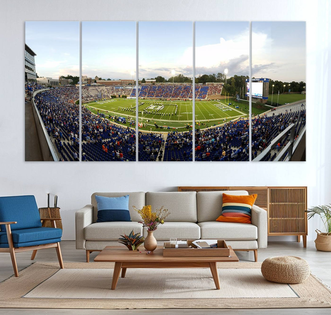 Wallace Wade Stadium print featuring a green field and sky.