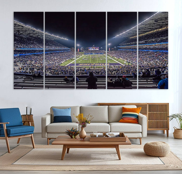 The University of Washington Huskies Football Team Print - Seattle Husky Stadium Wall Art Canvas Print