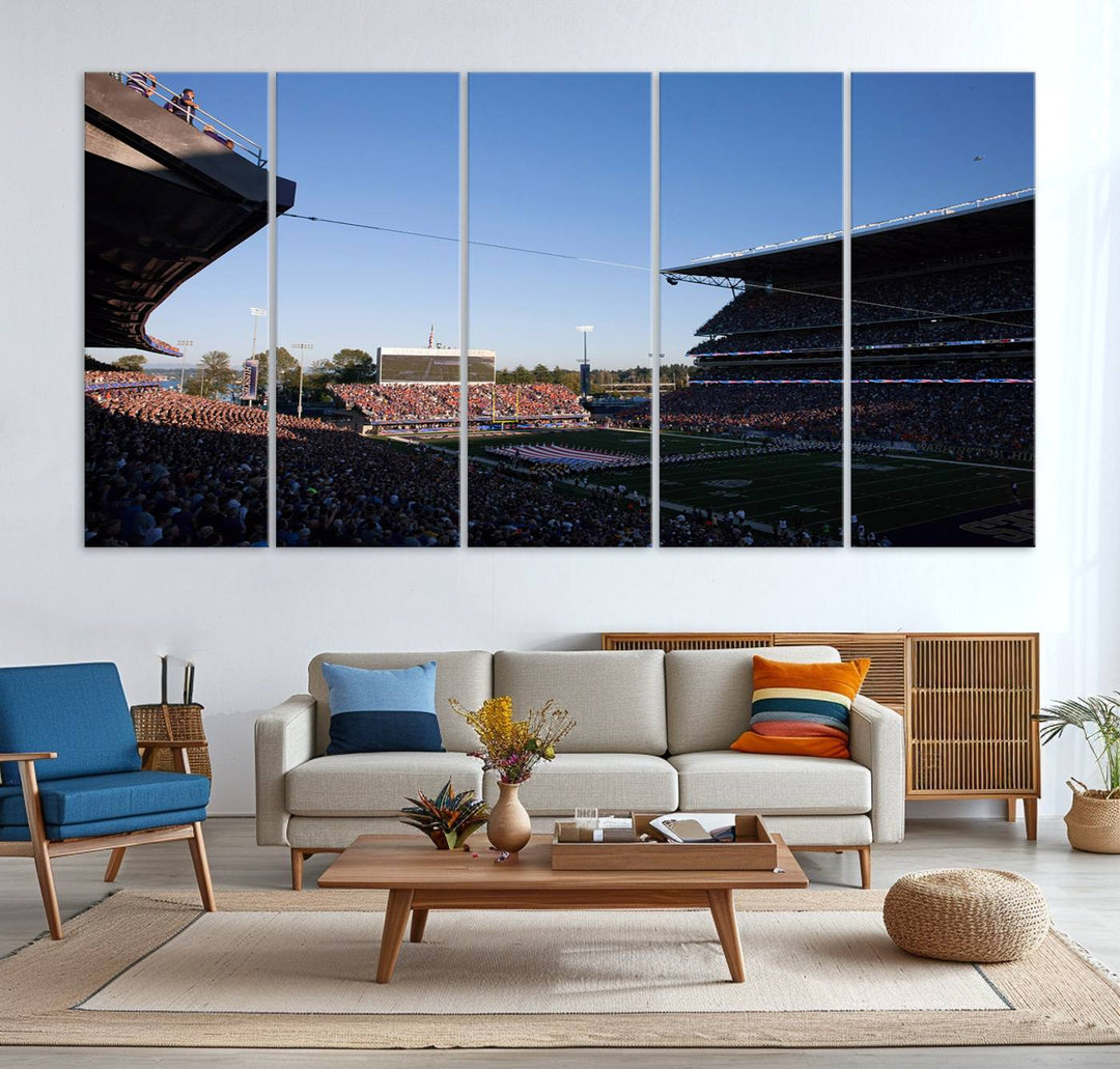 The University of Washington Huskies Football Team Print - Seattle Husky Stadium Wall Art Canvas Print