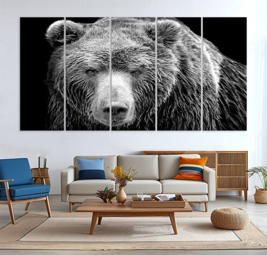 Grizzly Bear Canvas Print | Ready to Hang Wall Art | Rustic Farmhouse & Cabin Decor | Wildlife Artwork