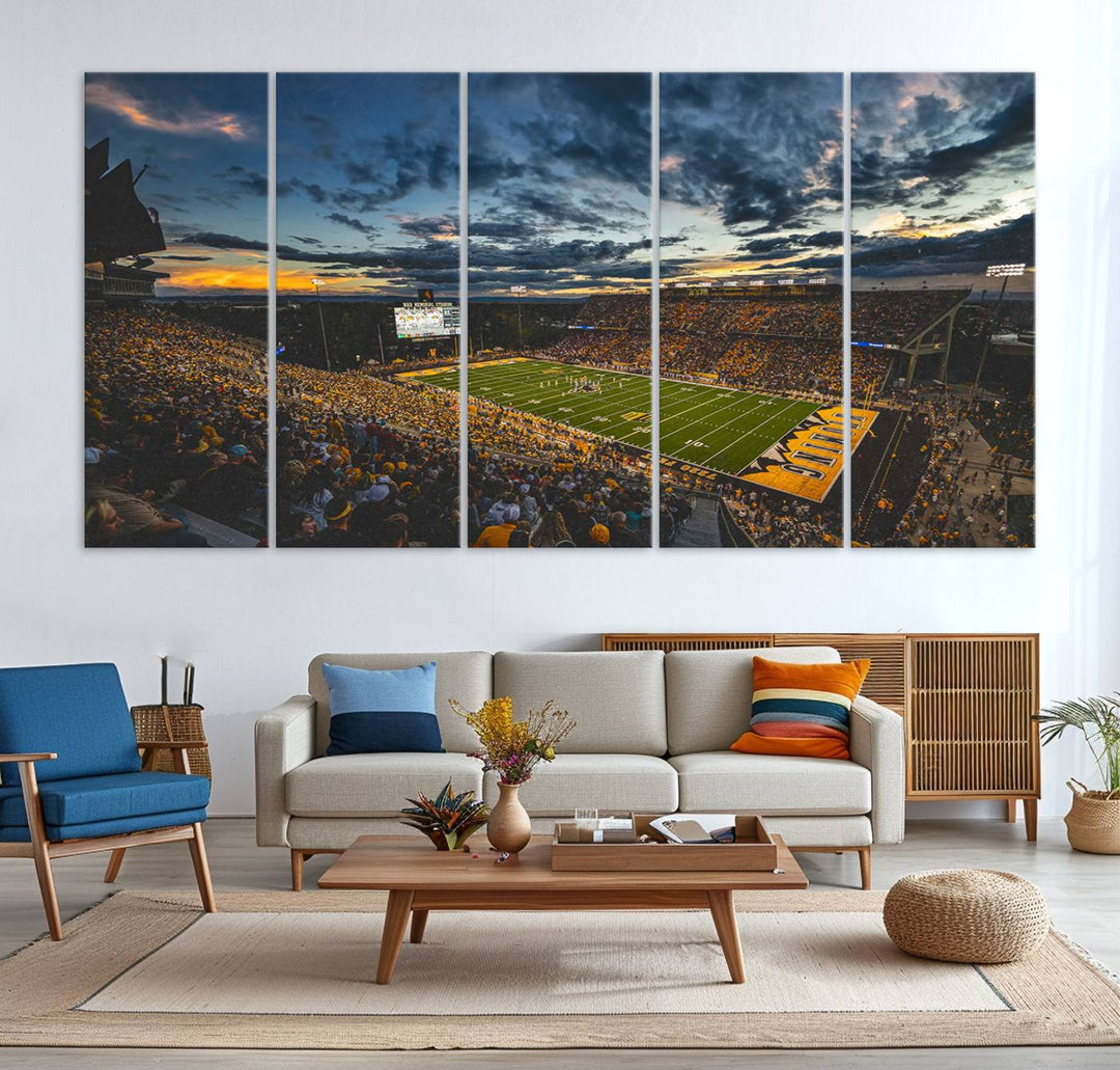 University of Wyoming Cowboys Football Team Print - Laramie War Memorial Stadium Wall Art Canvas Print