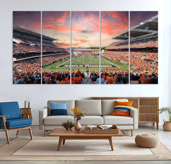 Oregon State Beavers Football Team Print - Corvallis Reser Stadium Wall Art Canvas Print