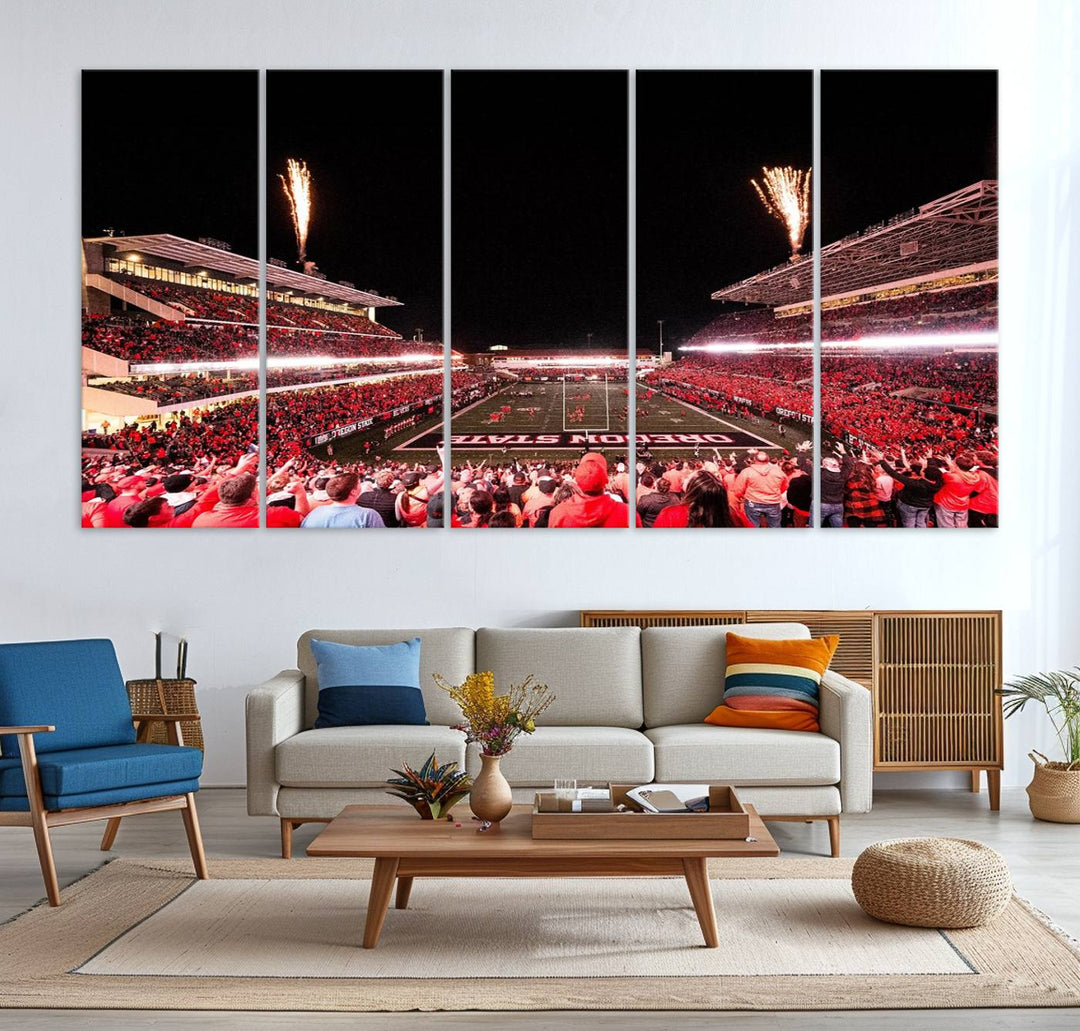 Oregon State Beavers Football Team Print - Corvallis Reser Stadium Wall Art Canvas Print