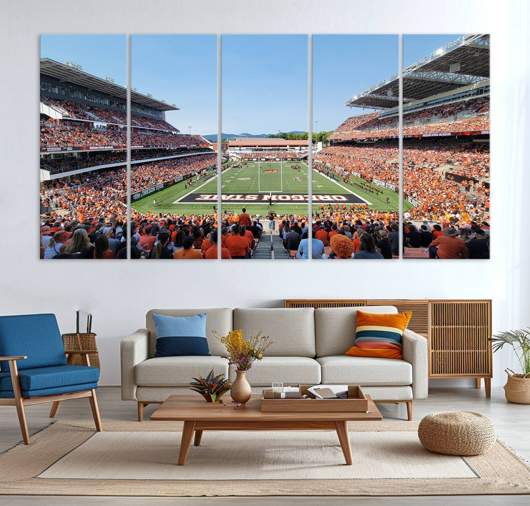 Oregon State Beavers Football Team Print - Corvallis Reser Stadium Wall Art Canvas Print