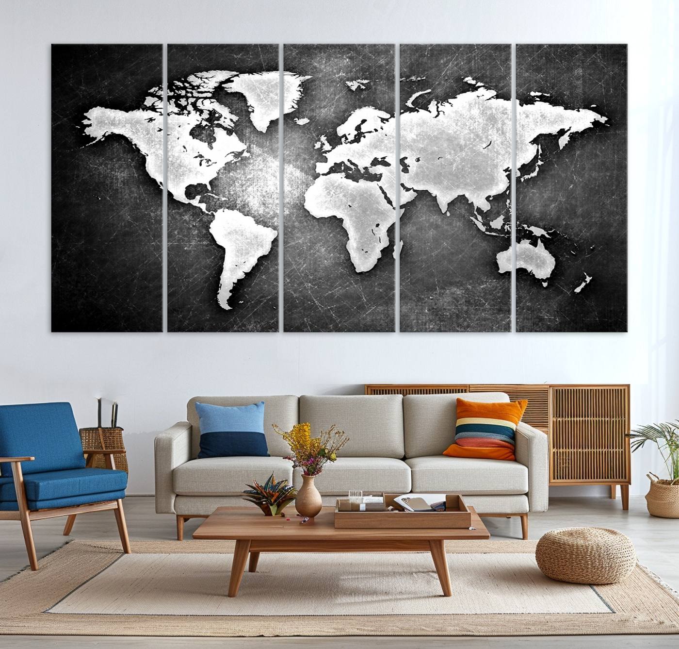 34390-MGV-CV-36X24-World Map Wall Art Canvas Print – Framed Wall Art for Anniversary Gift or Home Adventure Decor