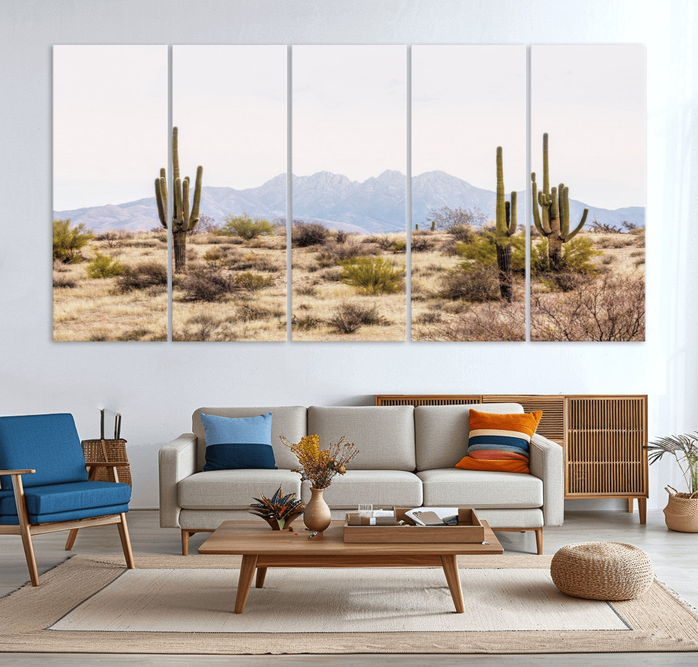 97436-MGV-CV-36X24-Arizona Desert Wall Art Print | Arizona Desert Canvas Print with Saguaro Cacti | Southwestern Landscape Wall Art | Framed Farmhouse Decor