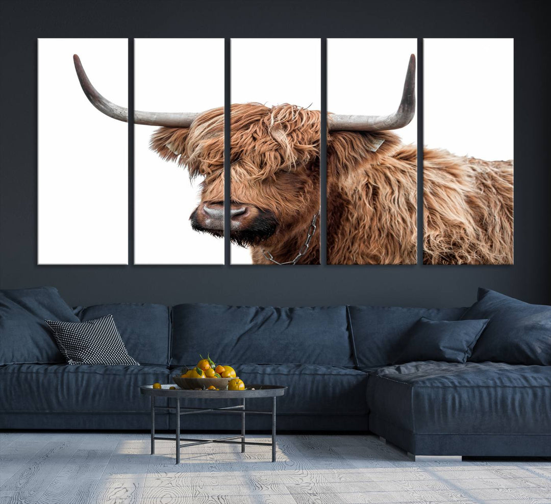 Self Portrait of Highland Cow Canvas Wall Art Print with UV coating.