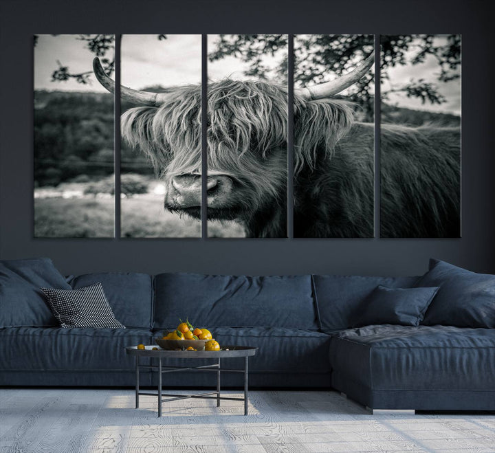 The Highland Cow Wall Art Canvas Print is displayed.