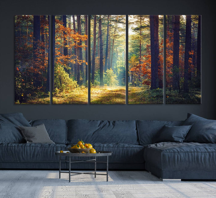 The Dark Forest canvas wall art showcases a captivating forest landscape.