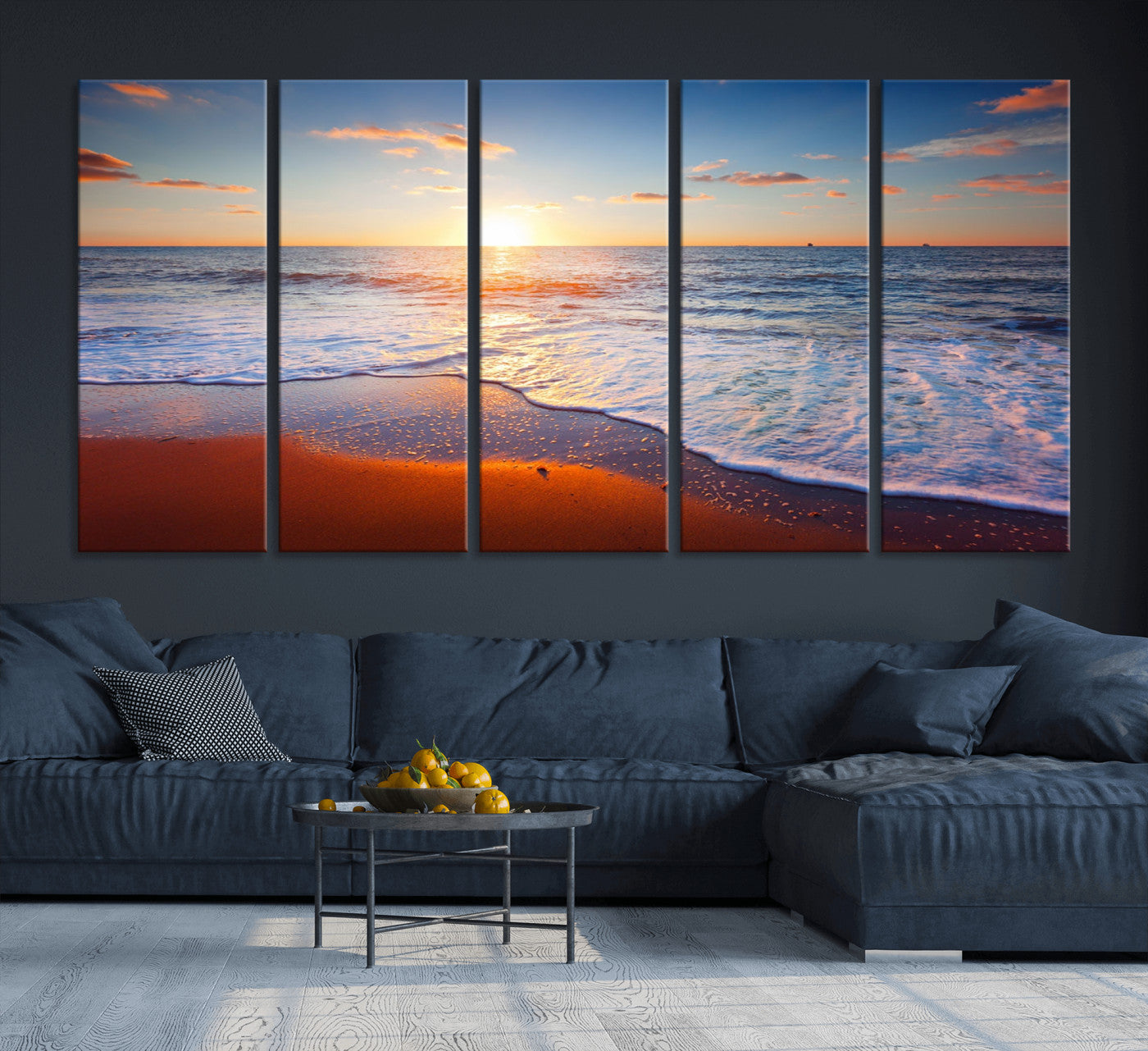 96736-MGV-CV-36X24-Tropical Ocean Sunset Wall Art Canvas Print, Golden Beach Horizon Coastal Island Decor for Home, Office