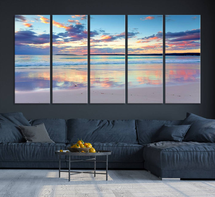 Ocean Beach Canvas Wall Art Beach Canvas, Coastal Beach Sunset Artwork Print para la decoración de la oficina en el hogar de la sala de estar, arte de la pared de la playa, arte de la pared del mar