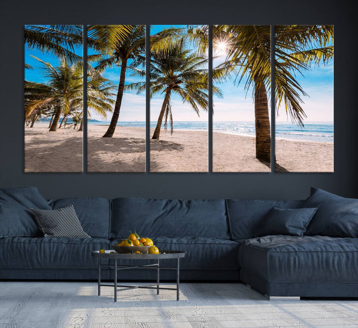 The Palm Beach Tropical Island Canvas Print is perfect wall art for a sunny beach vibe.