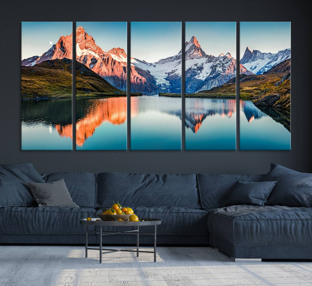 Landscape Mountain and Lake View Wall Art Canvas Print.