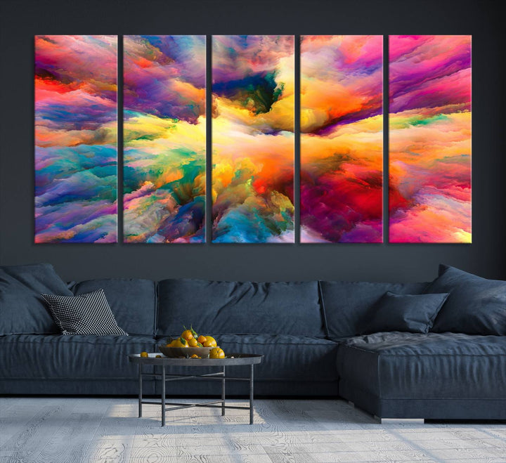 Blazing Vibrant Colors Cloud-like Wall Art Canvas Print adds flair to the space.