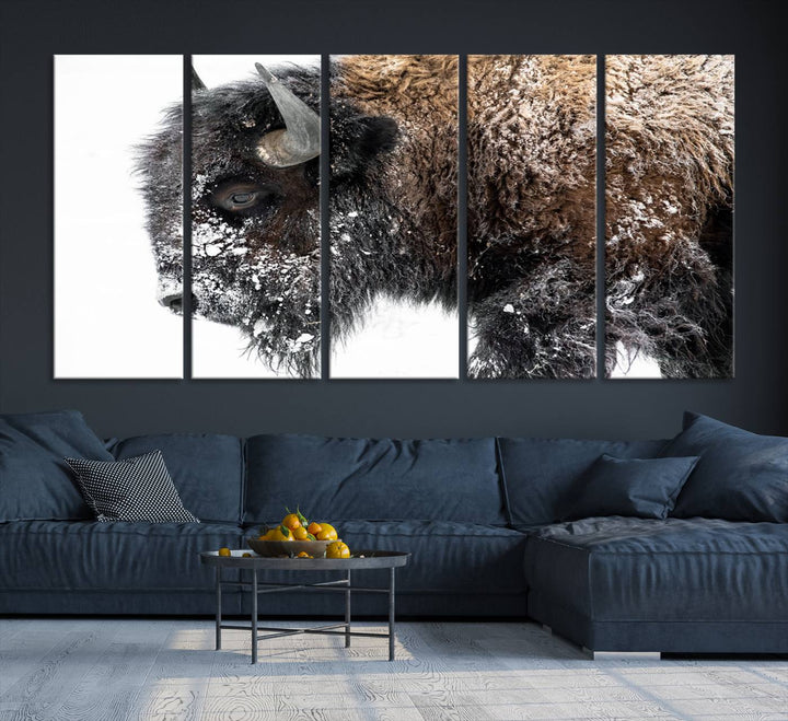 The American Bison Wall Art Print is prominently displayed on the wall.