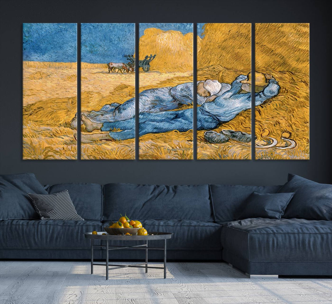 A Vincent Van Gogh Nature canvas print depicting resting farmers.