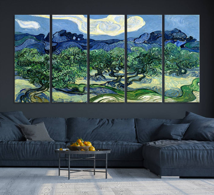 A museum-quality Olive Trees Van Gogh wall art canvas print, ready to hang.