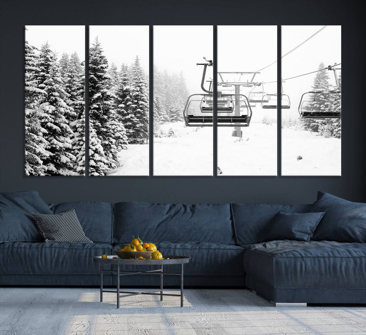 The winter decor features a Ski Lift Wall Art Canvas Print.