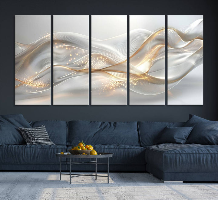 The Abstract Art Grey and Gold Lines Wall Art is a standout piece.