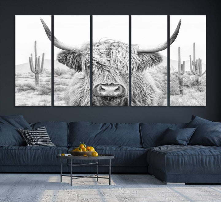 Enhance your kitchen with the Rustic Charm Cow Longhorn Bighorn Wall Art Canvas Print.