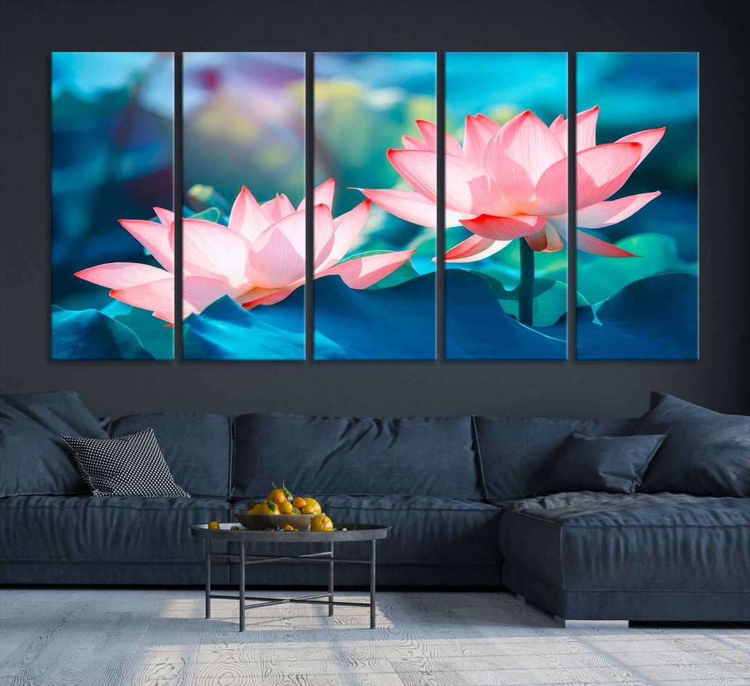 Pink Lotus Flower Canvas wall art.