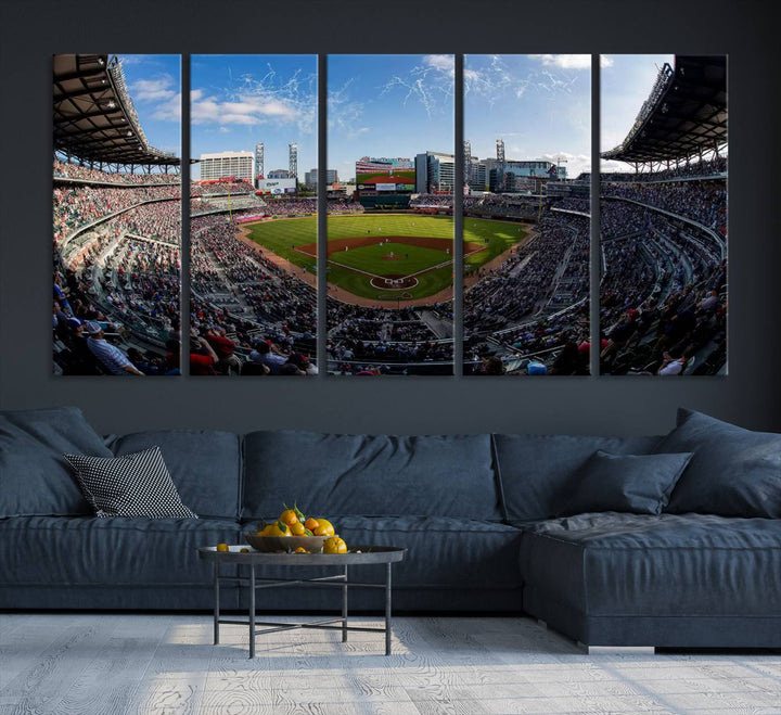 Truist Park Stadium Triple Canvas: Atlanta Braves Game Day Sky—Perfect Decor!.