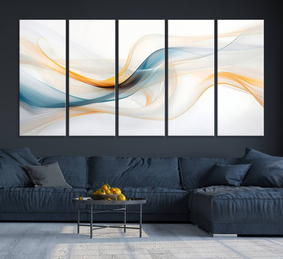 Decorative Turquoise Abstract Wave Wall Art Canvas Print.