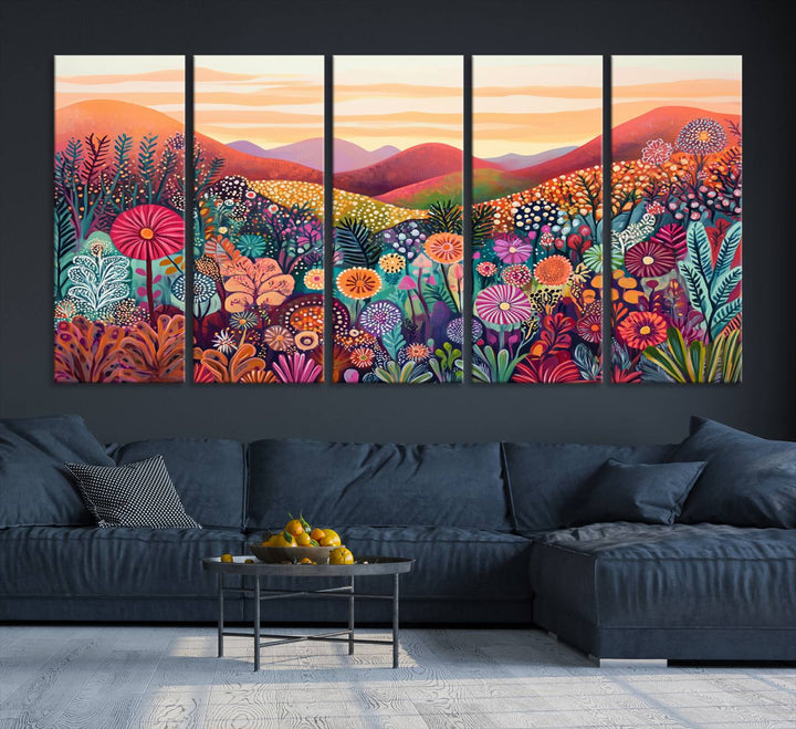 Yayoi Kusama 1986 Wall Art Print—a vibrant, Wabi Sabi abstract landscape that enhances tranquility.