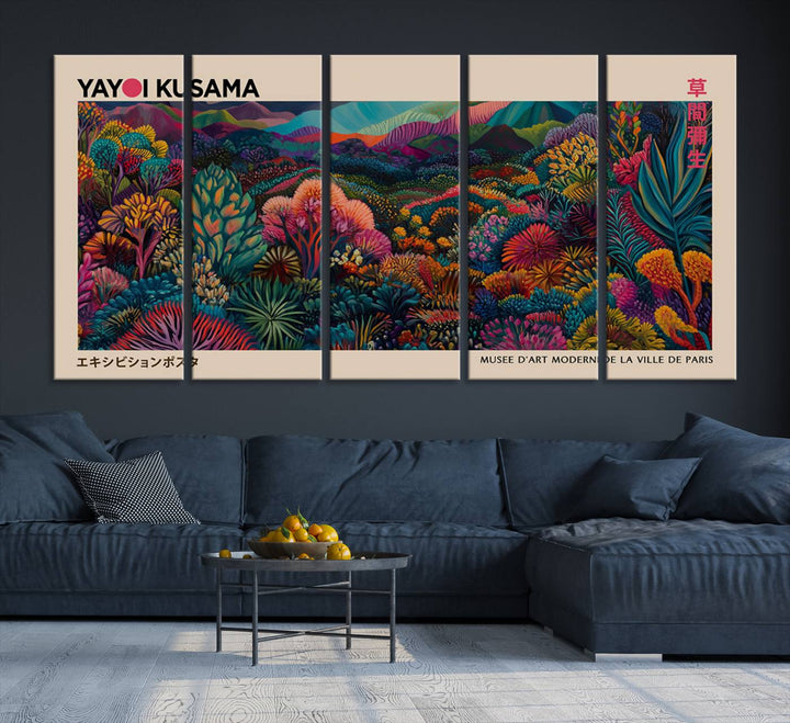 The Yayoi Kusama Wall Art Canvas Print features Japanese Wabi Sabi aesthetics.