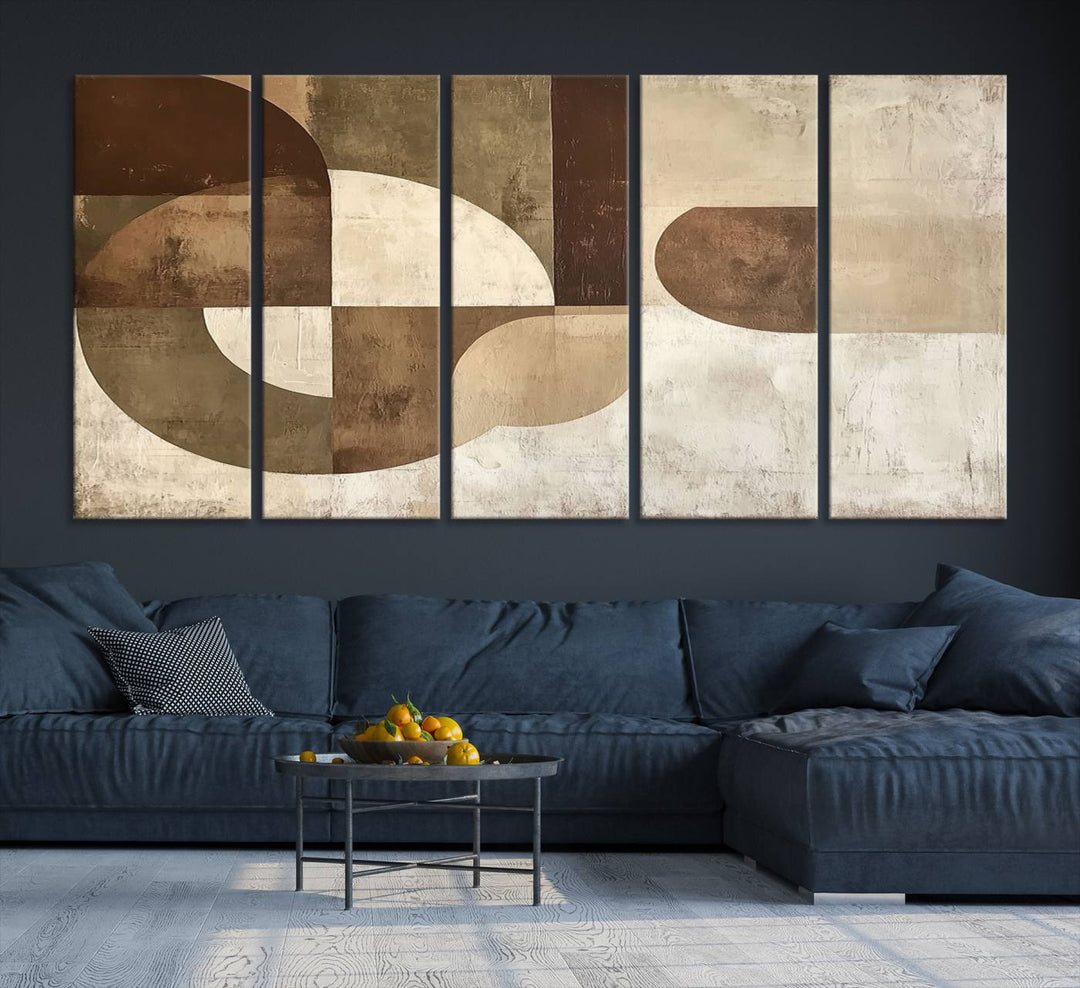 Wabi Sabi Geometric Wall Art is an abstract modern minimalist canvas featuring neutral tones.