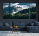 84598503-MGV-CV-36X24-Misty Forest Wall Art Canvas Print, Framed Pine Hills Art Picture Print, Moody Hills Perfect Moody Woodland Decor Artwork