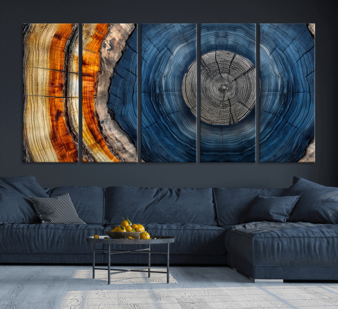 84489410-MGV-CV-36X24-Abstract Framed Tree Rings Wall Decor, Wood Grain Rings Artwork Print, Nature Woodland Modern Wall Decor for Barn Wall, Farmhouse Decor