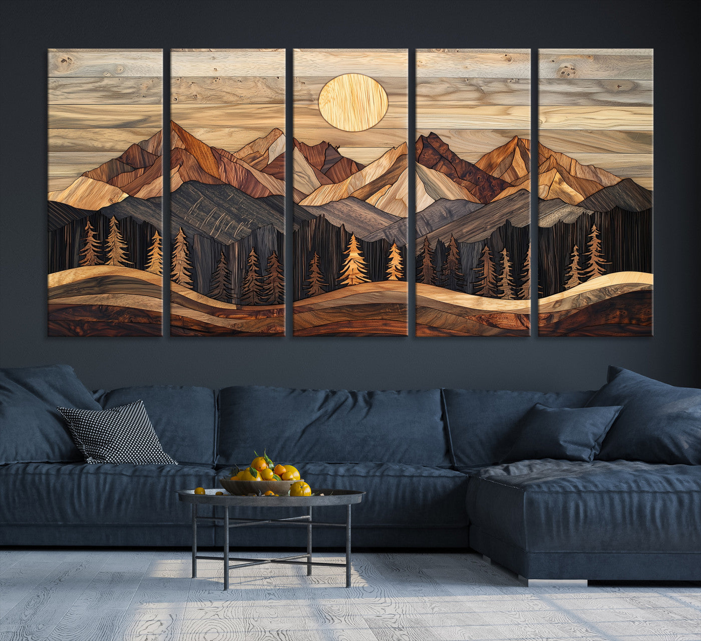 50100230-MGV-CV-36X24-Wood Mountain Wall Art Canvas Print, Framed Boho Wood Art Print, Abstract Woodland Farmhouse Decor