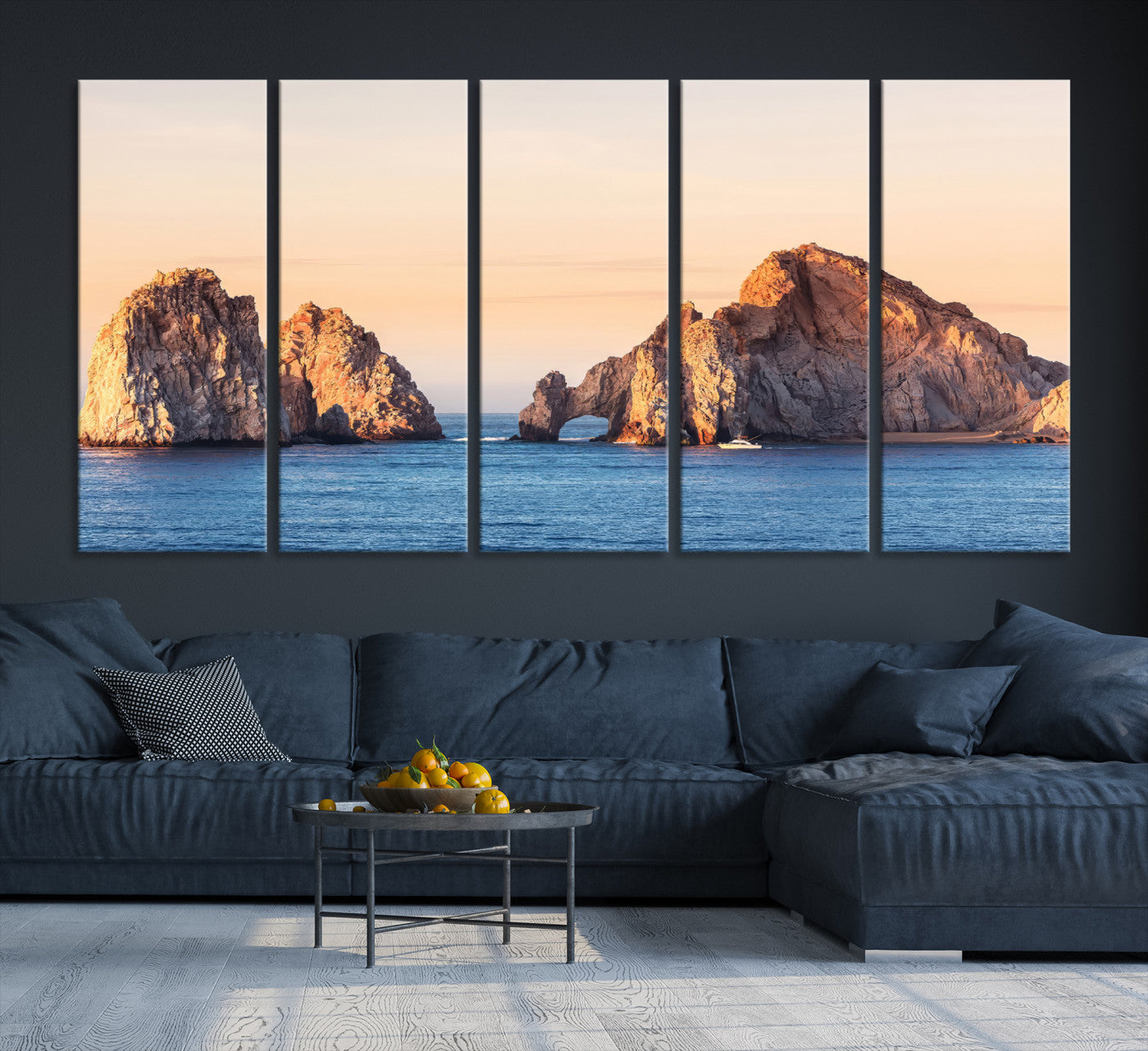 72996116-MGV-CV-36X24-El Arco Wall Art Canvas Print, Framed Cabo Rocks Art Picture Print, Ocean Arch Perfect Golden Coastal Landmark Decor, The Arch Canvas Print
