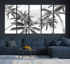 Edit-Images-Black and White Palm Tree Wall Art – Monochrome Tropical Canvas Print for Coastal or Minimalist Living Room Decor