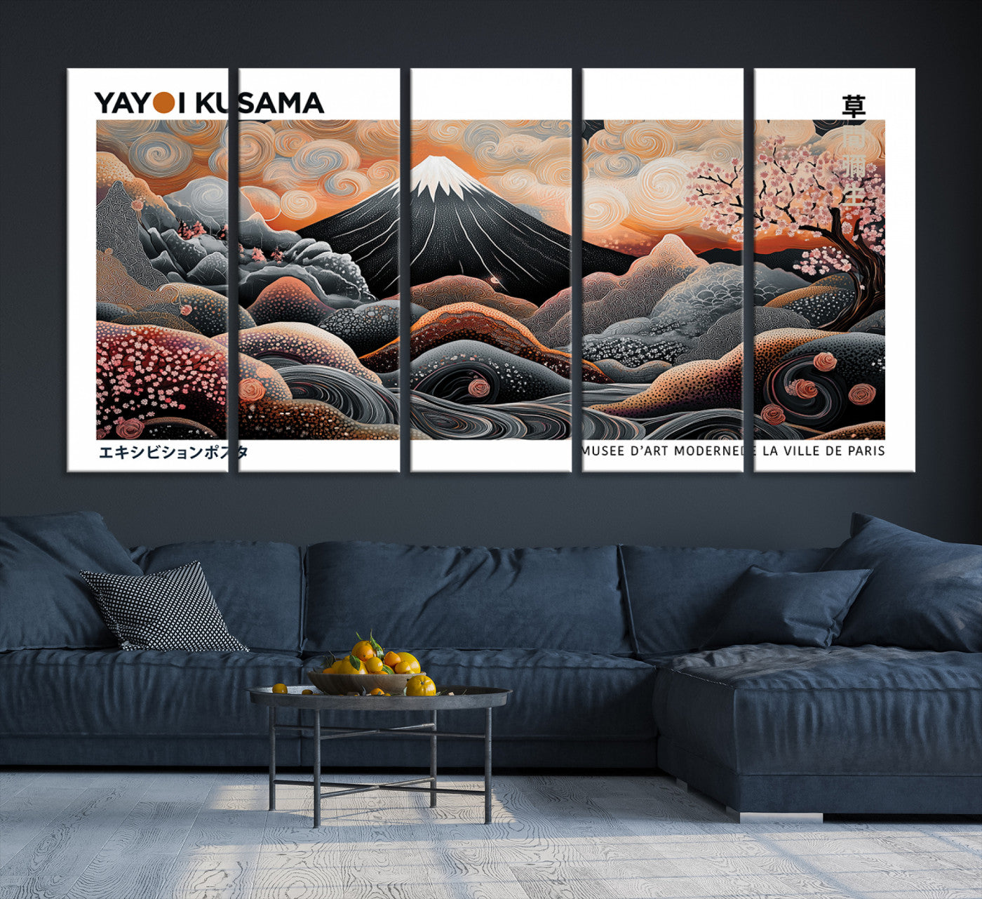 63125329-MGV-CV-36X24-Yayoi Kusama Wall Art Canvas Print, Framed Contemporary Dot Art Picture Print, Japanese Style Perfect Japanese Decor